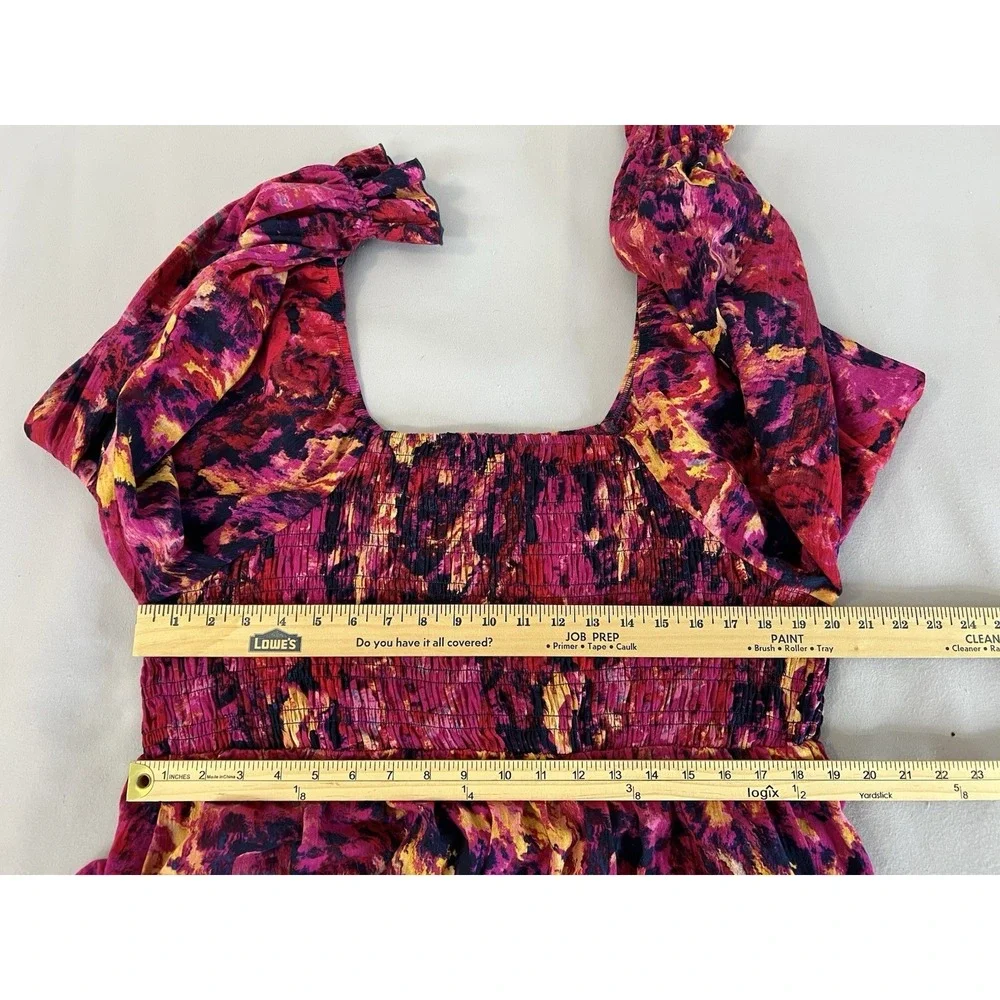Terra and Sky Brushed Abstract Squared Neck peasant dress size 1X‎